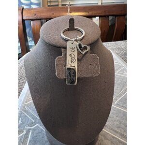 30 and FABULOUS Stainless Steel Engraved Heart Charm Keychain Birthday Present
